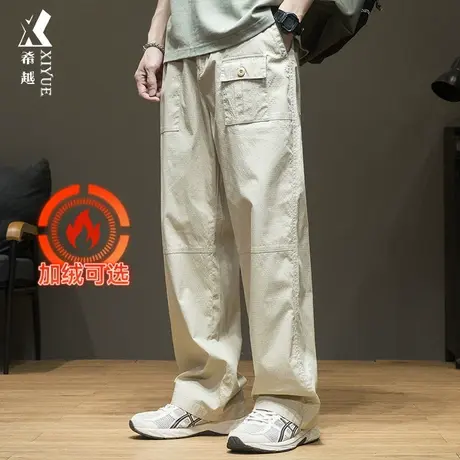 夏季新款ins机能工装裤男士直筒休闲裤子宽松大码春秋加大长裤潮图片