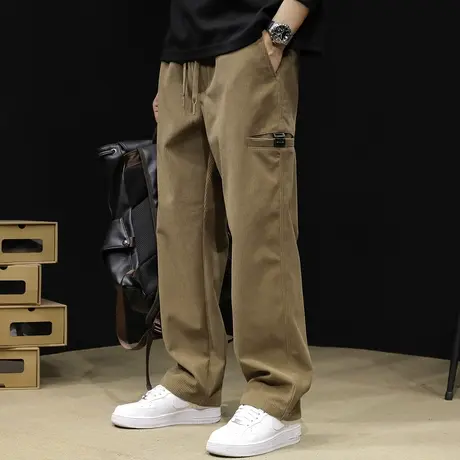 灯芯绒直筒休闲裤男士2024新款潮牌宽松大码秋季阔腿裤子春秋男裤商品大图