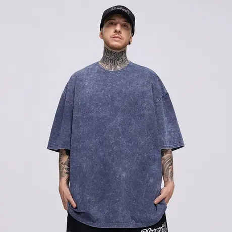 美式重磅t恤纯棉男生潮牌宽松短袖复古加肥加大码男装潮流夏半袖商品大图