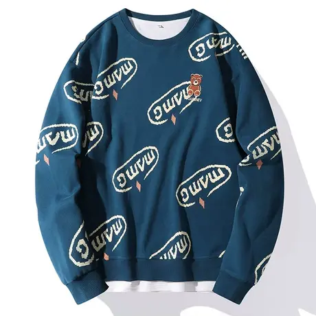 男士卫衣小熊韩版潮流百搭打底衫2022春秋季新款宽松长袖T恤男潮图片