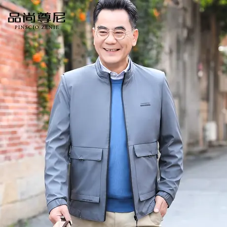 中老年男士秋季工装夹克立领40-50岁爸爸装外套休闲2021新款潮流商品大图
