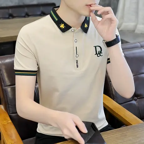 港士博夏装polo衫纯棉短袖t恤男丅潮流有刺绣保罗带领薄款上衣ins商品大图