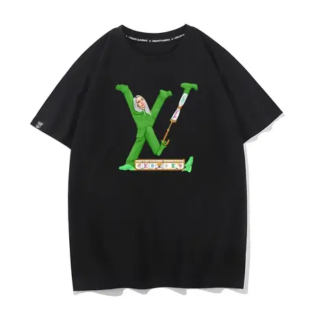 秀洛Billie Eilish周边比莉艾利什同款半袖碧梨恶搞短袖T恤男打底图片