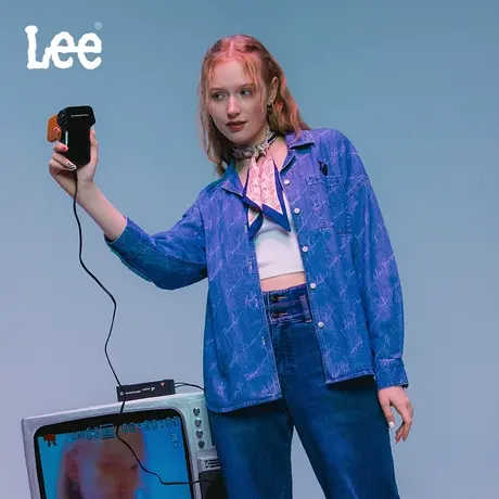 Lee商场同款24早春新品舒适版浅蓝色女长袖牛仔衬衫LWT0076776UY图片