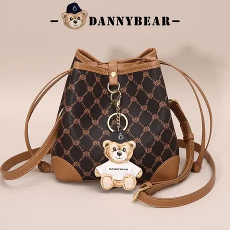 丹尼熊斜挎包女包老花格子手拎水桶包轻奢通勤简约时尚DKB1826032商品大图