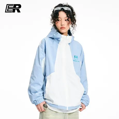 ER笑脸拼接飞行夹克男春冲锋衣潮牌情侣装连帽外套图片