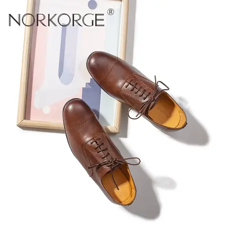 复古棕色系带单鞋女鞋商品大图