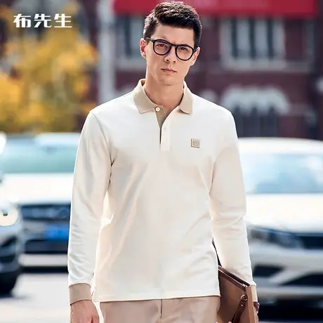 MrBu布先生重磅纯棉长袖T恤270克秋冬定制真皮皮标男上衣BT11898商品大图