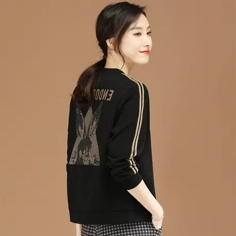 韩潮袭人立领太空棉印花短外套女2023秋季新款百搭显瘦黑色棒球服图片