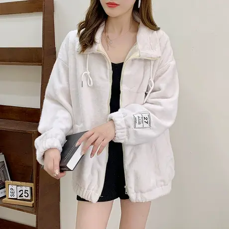 2023新款秋冬季韩版宽松百搭水貂绒外套女士加绒加厚羊羔毛绒大衣图片