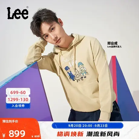 【郑业成同款】Lee23秋冬新品buddy Lee标准连帽长袖男女同款卫衣图片