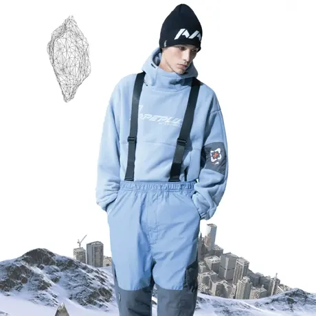 AAPE+运动男装秋冬猿颜硅胶章黑蓝拼接背带休闲裤6815XXH商品大图