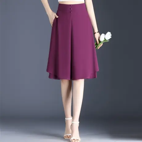 雪纺五分裤女夏季2023新款高腰阔腿裤垂感宽松显瘦休闲碎花裙裤薄商品大图