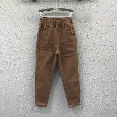 [清仓不退换]小脚哈伦裤简约休闲九分裤欧货女冬季新款加绒牛仔裤图片