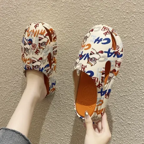 半拖鞋女外穿2023新款夏季时尚厚底踩屎感包头凉拖鞋室外百搭凉拖商品大图