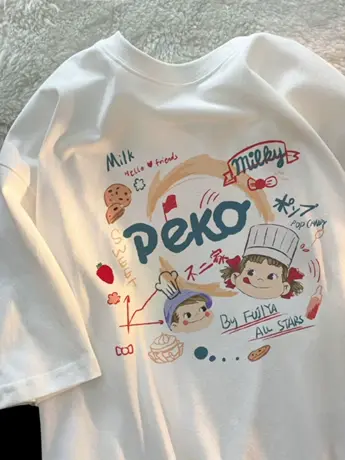 欧货2023早春新款白色仿棉短袖t恤女夏季ins超火小众设计感上衣服商品大图