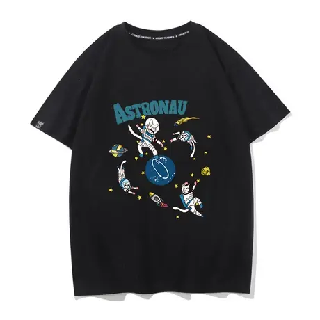 秀洛nasa太空宇航员贱猫space夏季t恤情侣装学生短袖宽松半袖体恤商品大图