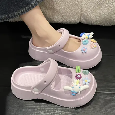 可爱少女心玛丽珍凉拖鞋女夏季外穿踩屎感厚底防滑卡通包头洞洞鞋商品大图