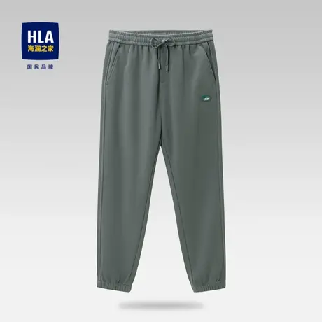 HLA/海澜之家抽绳松紧腰休闲裤男字母小标运动风束脚口中腰卫裤男商品大图