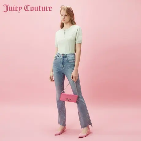Juicy Couture橘滋2024早春穿搭新款刺绣毛边微喇叭女式牛仔裤商品大图