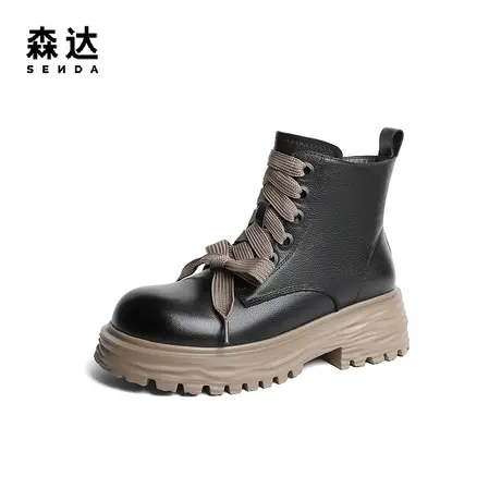 森达马丁靴女冬季商场同款加绒厚底气质增高休闲短靴SWL01DD3图片