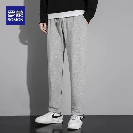 罗蒙男士卫裤春秋宽松束脚百搭裤子男款2023新款时尚运动休闲裤男图片