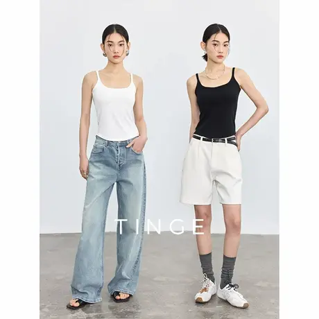 TINGE贴己新疆棉带胸垫固定杯吊带背心女夏打底内搭修身显瘦上衣商品大图