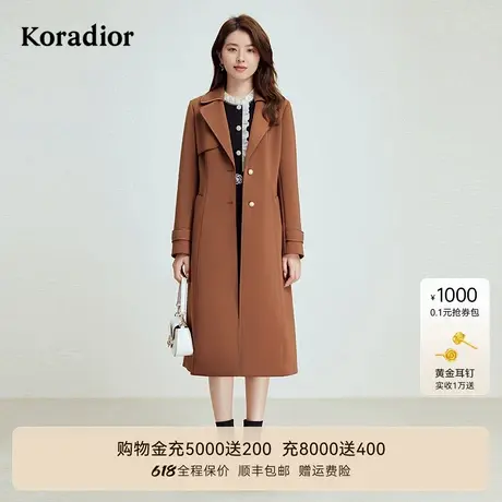 【商场同款】珂莱蒂尔秋季通勤时尚气质长款修身风衣外套图片