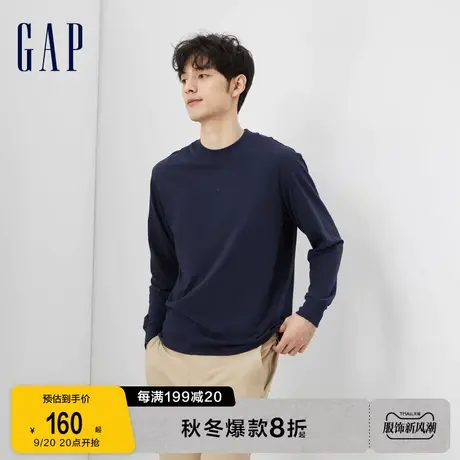 Gap男装秋季2023新款LOGO纯棉运动长袖T恤810626时尚休闲上衣图片
