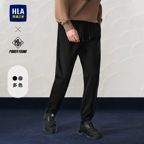 HLA/海澜之家POWER YOUNG系列分割拼接卫裤24春夏新绣花休闲裤男商品大图