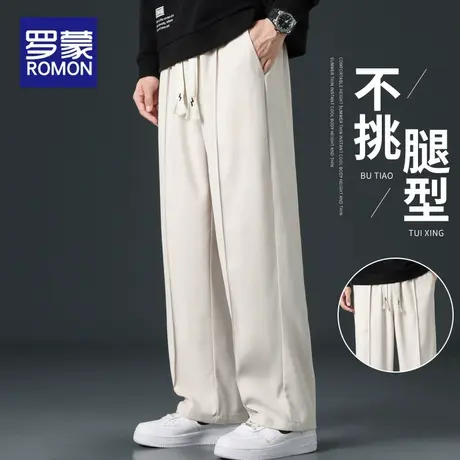 罗蒙休闲裤男士秋冬季2025新款潮牌宽松直筒西装裤垂感阔腿长裤子商品大图