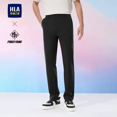 HLA/海澜之家POWER YOUNG系列休闲裤25春夏新款窄脚松紧腰裤子男商品大图