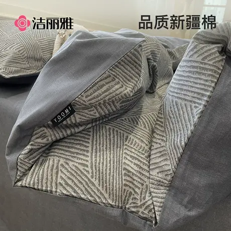 洁丽雅纯棉四件套全棉2025新款床单被套床上用品宿舍床笠款三件套商品大图