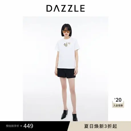 DAZZLE地素奥莱 正肩T恤春夏女装小鸟刺绣上衣图片
