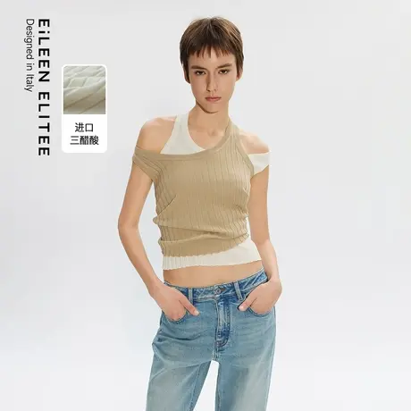 【汤圆TOYO】朗姿欧洲EiLEEN ELITEE百搭罗纹修身针织背心醋酸棉商品大图