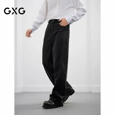 25年秋季新品 GXG黑色直筒牛仔裤复古水洗牛仔通勤百搭长裤商品大图