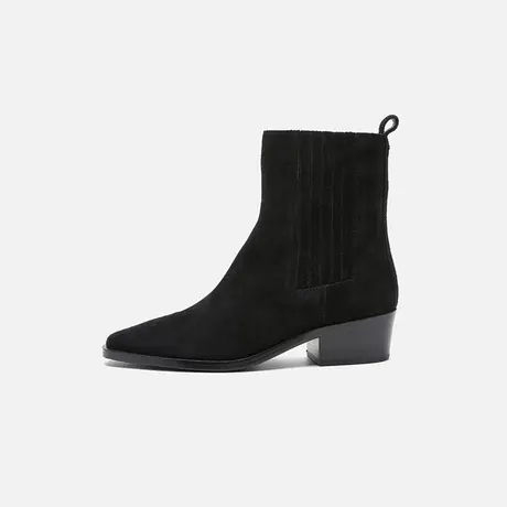 奥莱专供Nine West/玖熙2025年冬时装靴女方头绒面通勤中跟短靴女图片