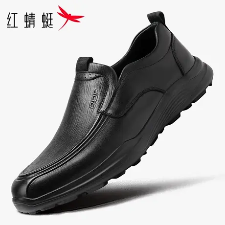 红蜻蜓男鞋秋冬季新款鞋子男士休闲一脚蹬皮鞋男真皮羊皮软底爸爸商品大图