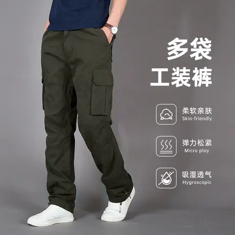 工装裤男秋冬宽松直筒休闲长裤大码男士冬季加绒厚裤子多口袋男裤商品大图
