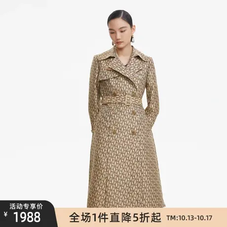 朗姿/LANCY专柜同款梭织春季新款风衣通勤休闲气质女装收腰中长款图片