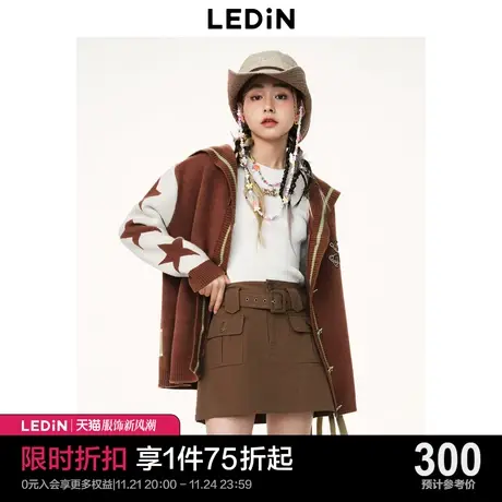 乐町学院针织2023秋季新款海军领开衫毛衣C3EDD1201图片