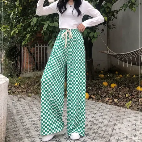 冰丝阔腿裤女夏季薄款2023年新款高腰垂感宽松直筒小个子休闲长裤商品大图