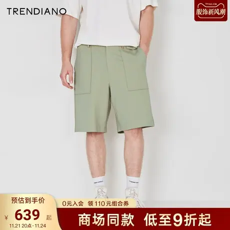 TRENDIANO官方2023新款夏季经典百搭宽松直筒裤五分短裤男潮商品大图