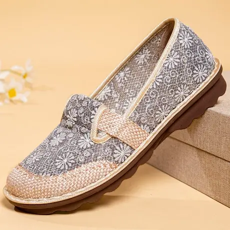 2023新款绣花老北京布鞋女软底凉鞋网面透气轻便中老年人妈妈单鞋商品大图