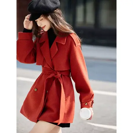 时尚毛呢大衣2023年冬季新款女翻领百搭知性温柔厚款中长呢子外套商品大图
