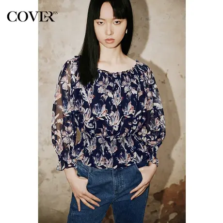 COVER夏季轻薄雪纺衫打揽印花衬衫图片