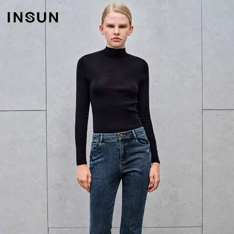 INSUN恩裳线上专选冬季无缝一体美丽诺羊毛针织衫图片