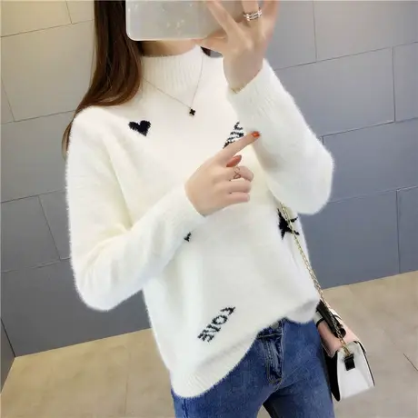 女士毛衣女秋冬2023年新款爆时尚洋气半高领水貂绒打底衫女春秋季商品大图