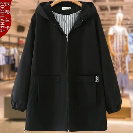 加肥加大码中老年女装风衣中年40-50岁胖妈妈装时尚连帽外套商品大图