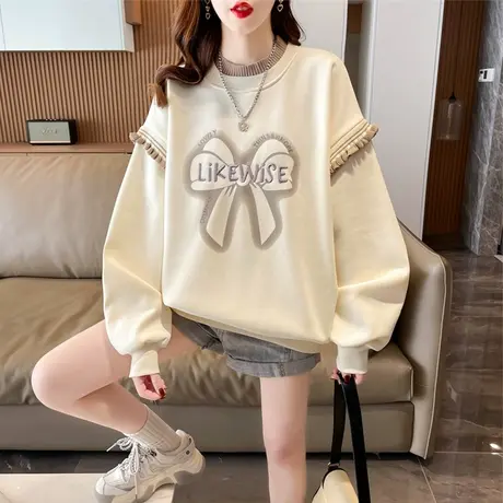 早秋半高领卫衣女春秋季韩版宽松薄款初秋小个子假两件上衣服外套商品大图